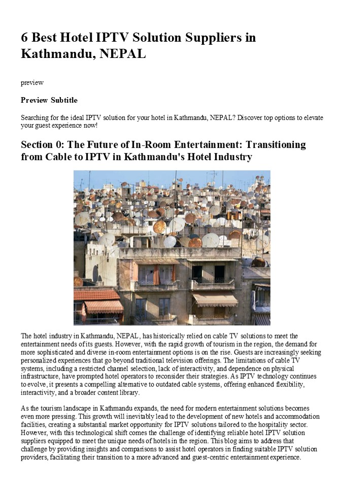 PPT 6 Best Hotel IPTV Solution Suppliers in Kathmandu, NEPAL