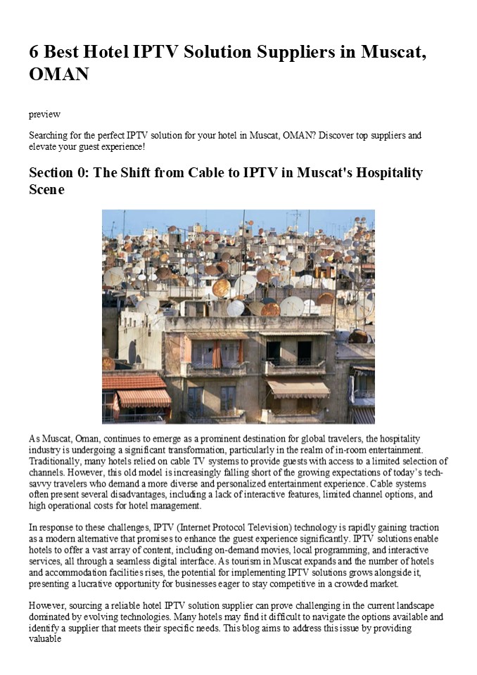 6 Best Hotel IPTV Solution Suppliers in Muscat, OMAN