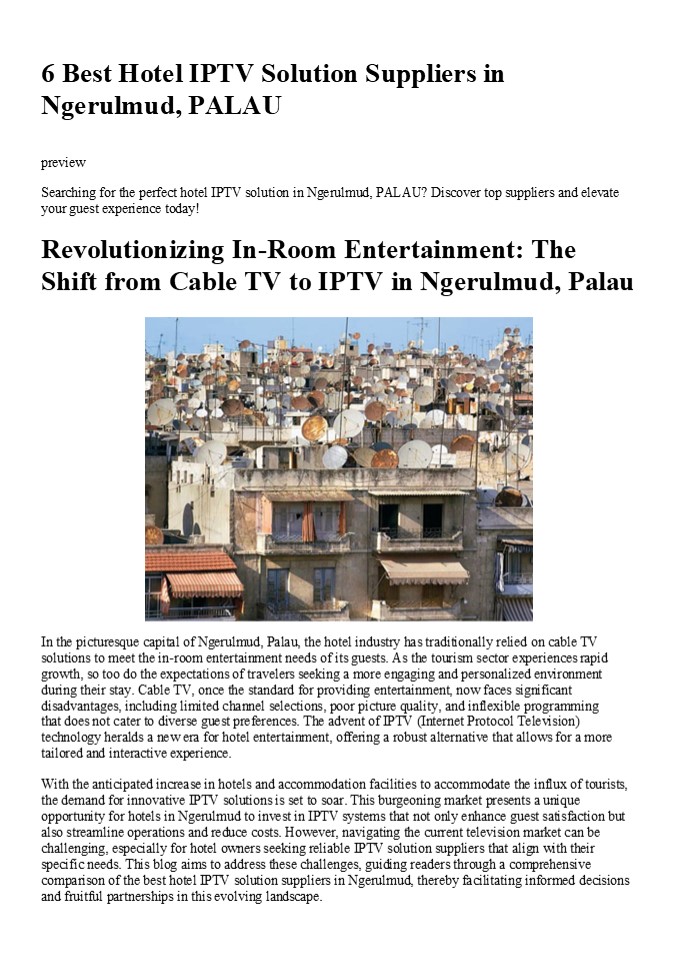 6 Best Hotel IPTV Solution Suppliers in Ngerulmud, PALAU