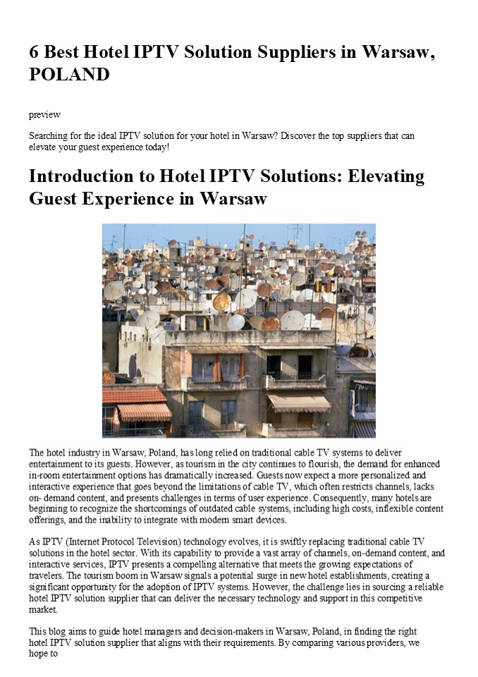 6 Best Hotel IPTV Solution Suppliers in Warsaw, POLAND