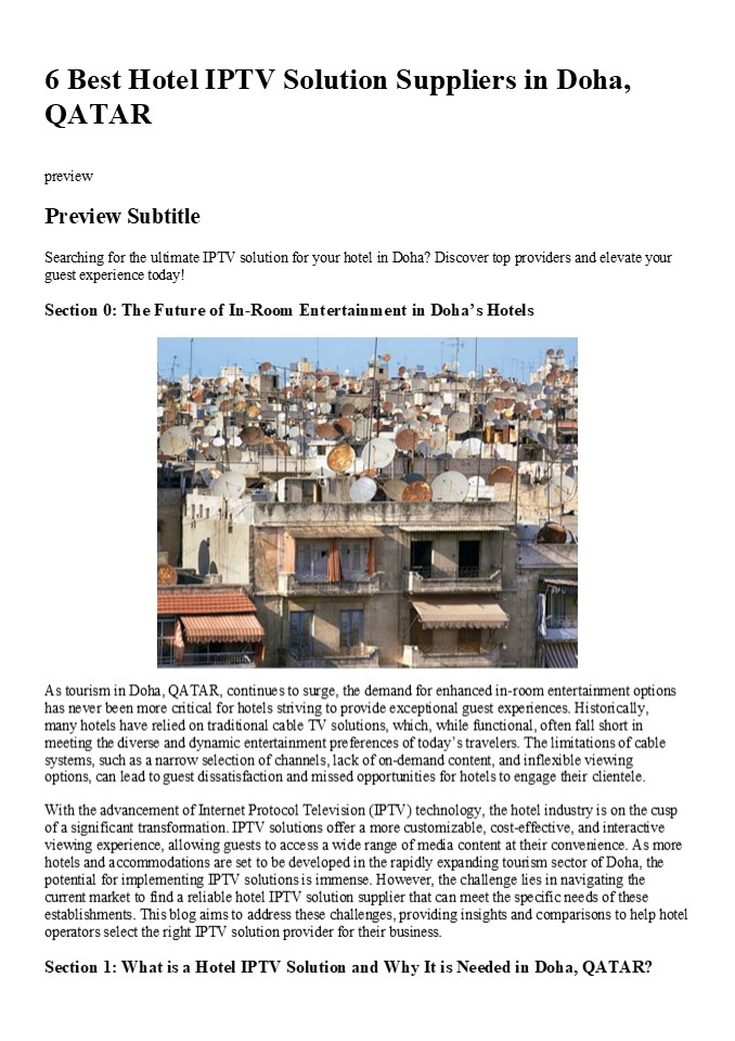 6 Best Hotel IPTV Solution Suppliers in Doha, QATAR