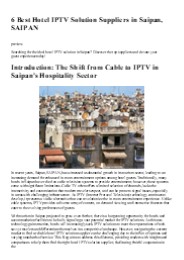 6 Best Hotel IPTV Solution Suppliers in Saipan, SAIPAN