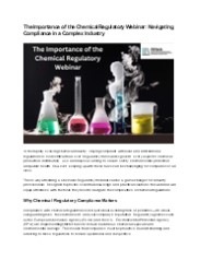 The Importance of the Chemical Regulatory Webinar