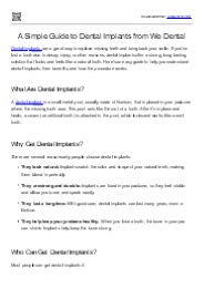 Dental Implants - Cause and Remedies