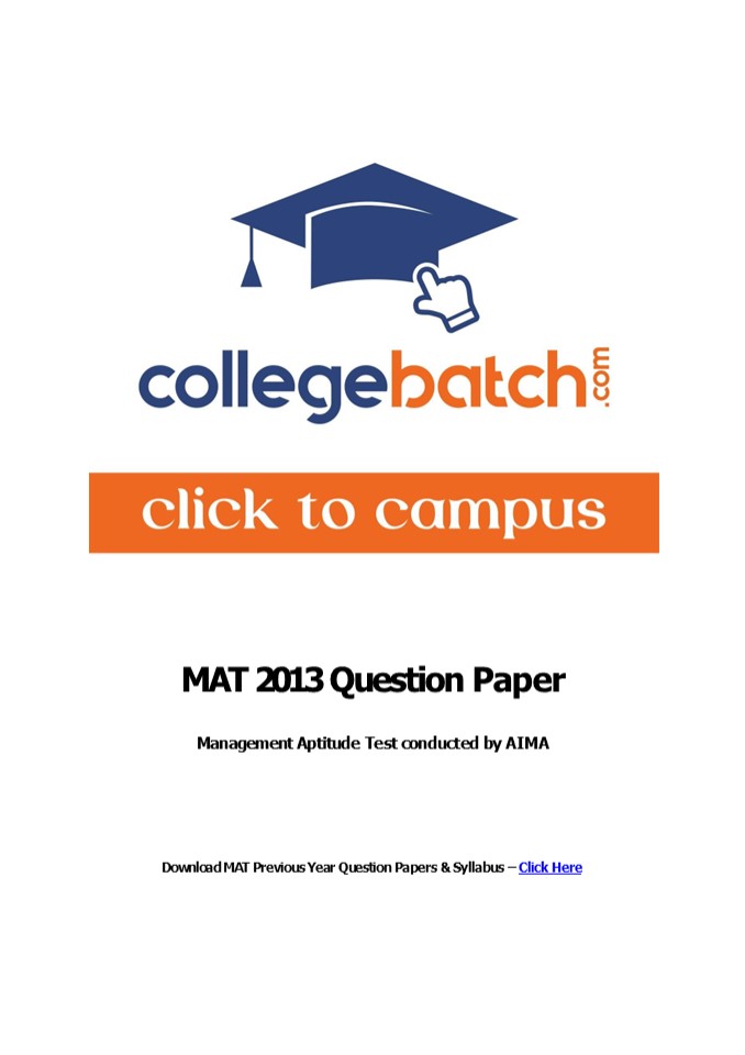 MAT 2013 Question Paper with Solutions
