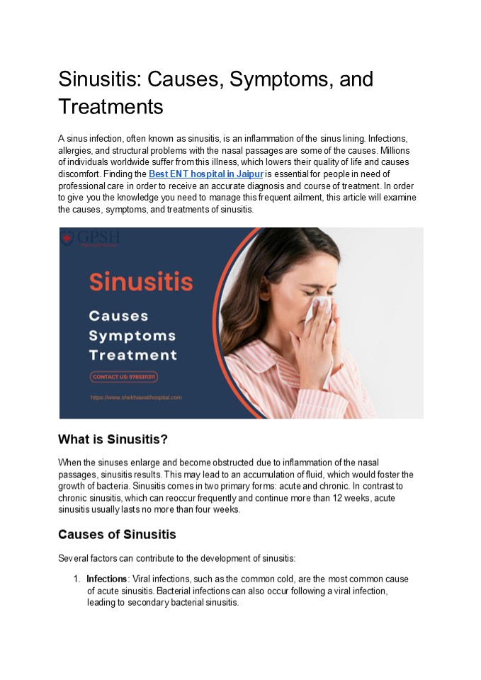 Sinusitis: Causes, Symptoms, and Treatments
