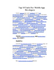 Top 10 Tools For Mobile App Developers