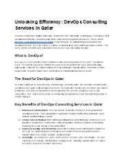 Unlocking Efficiency: DevOps Consulting Services in Qatar