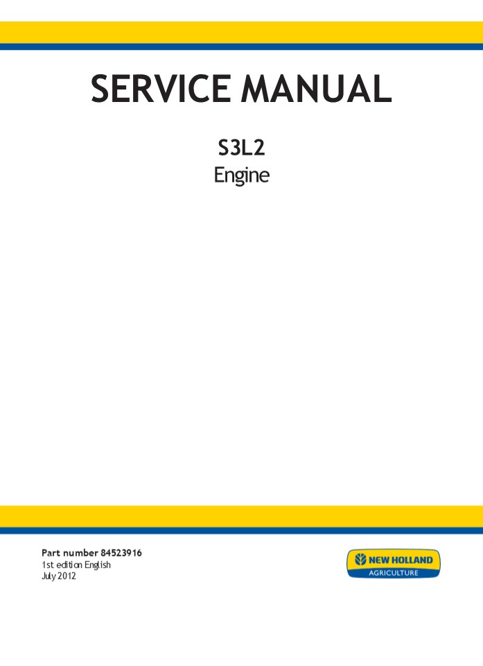 New Holland S3L2 Engine Service Repair Manual Instant Download