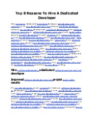 Top 8 Reasons To Hire A Dedicated Developer