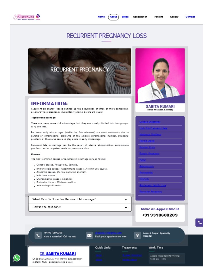 Recurrent pregnancy loss treatment | Recurrent miscarriag (1)