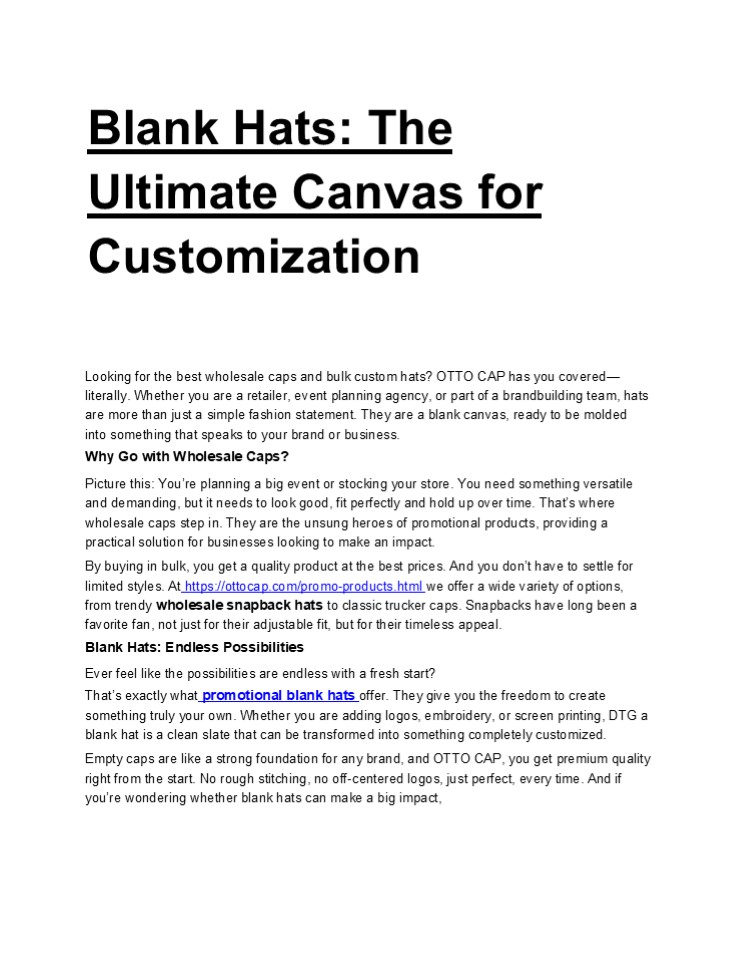 Blank Hats: The Ultimate Canvas for Customization