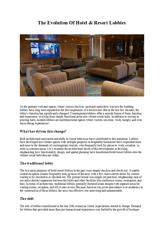 The Evolution Of Hotel & Resort Lobbies