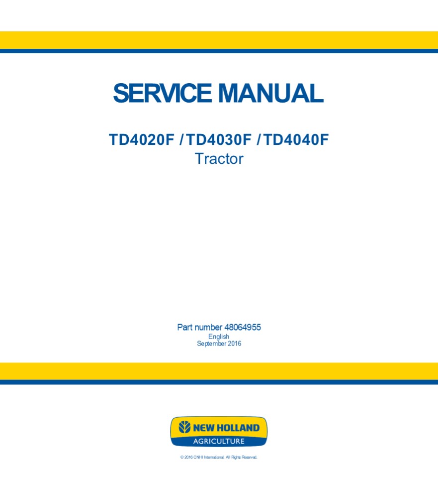 New Holland TD4040F Tractor Service Repair Manual Instant Download