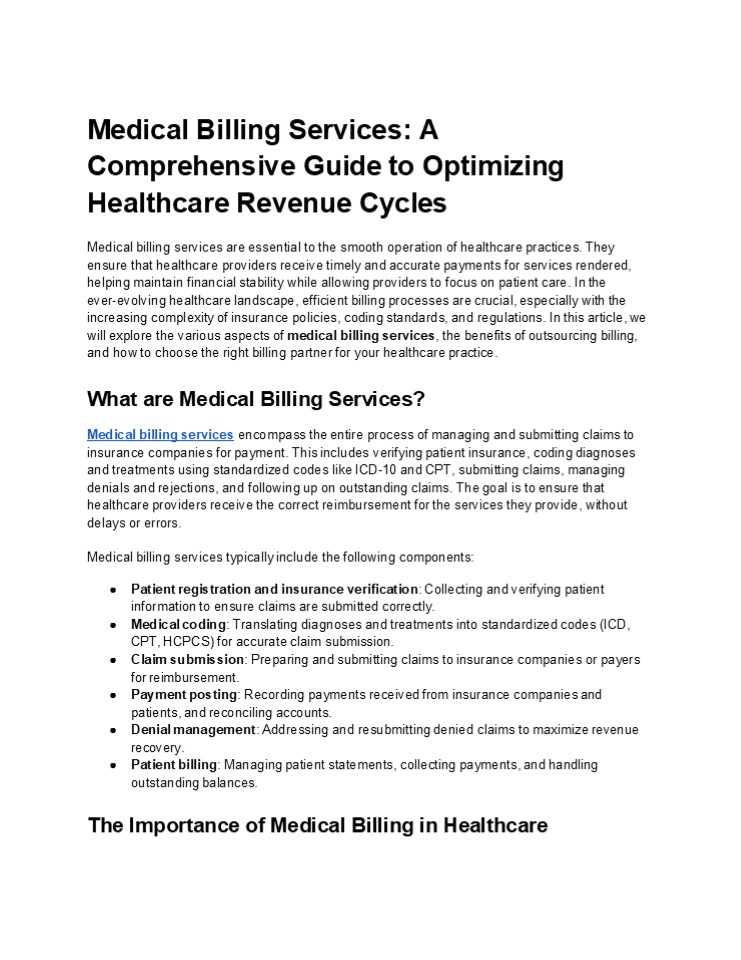 Medical billing services