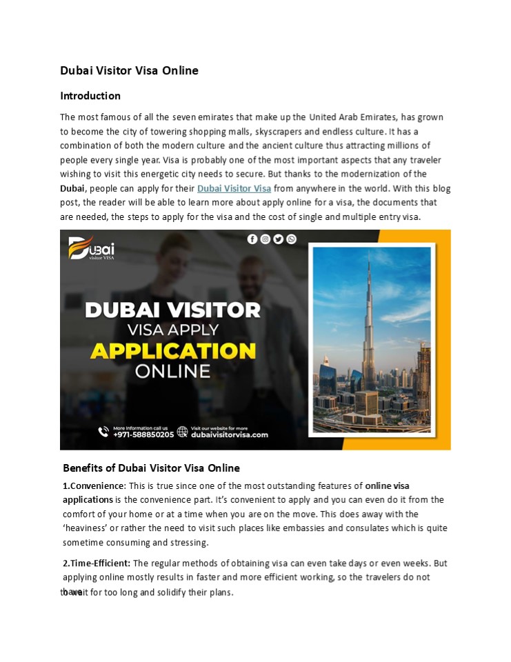 Dubai visitor visa online
