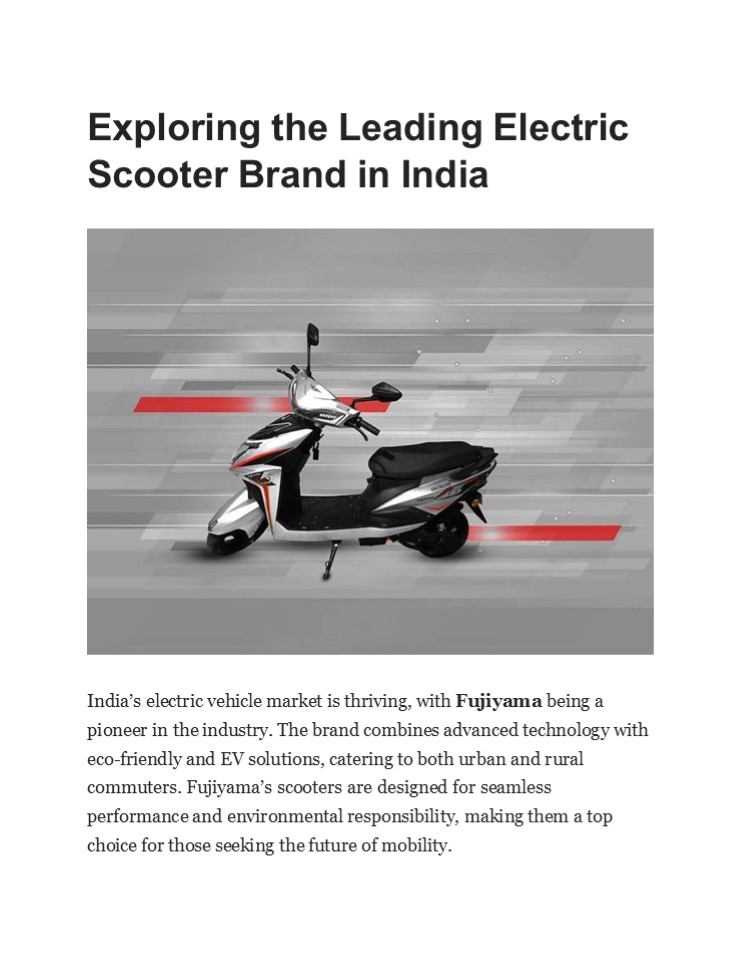 PPT EV Electric Scooter A Sustainable Transportation Solution