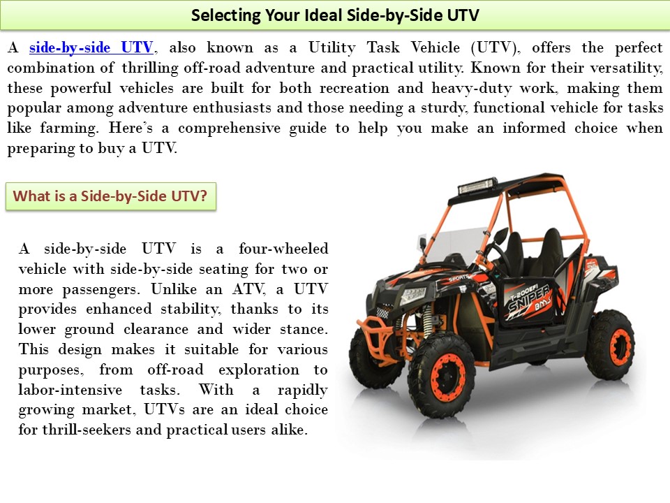 Selecting Your Ideal Side-by-Side UTV