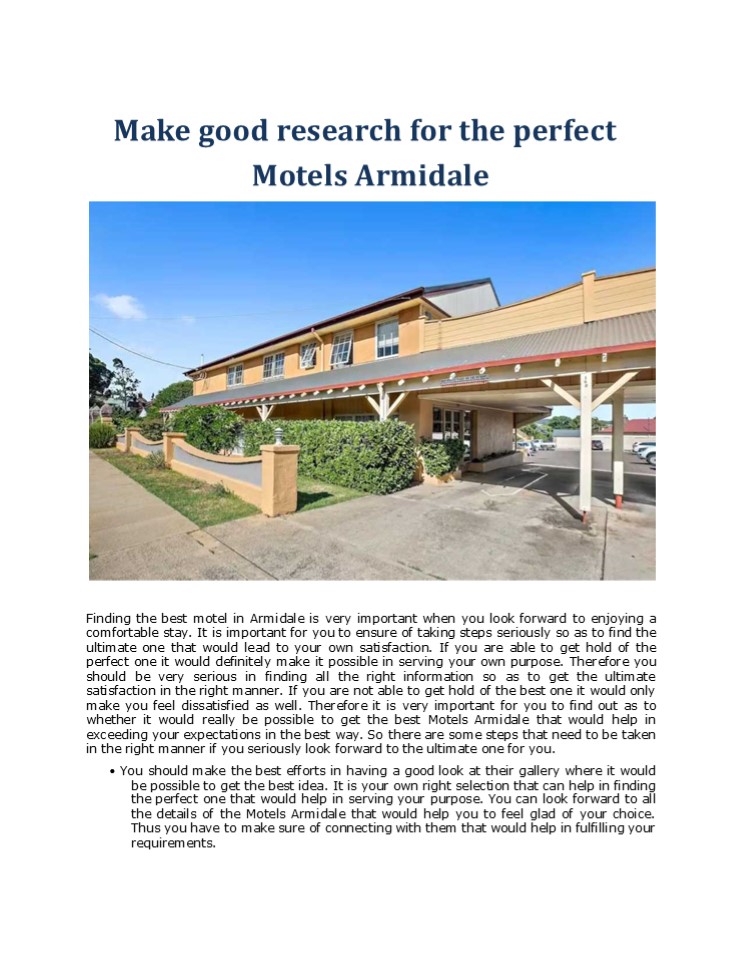 Make good research for the perfect Motels Armidale