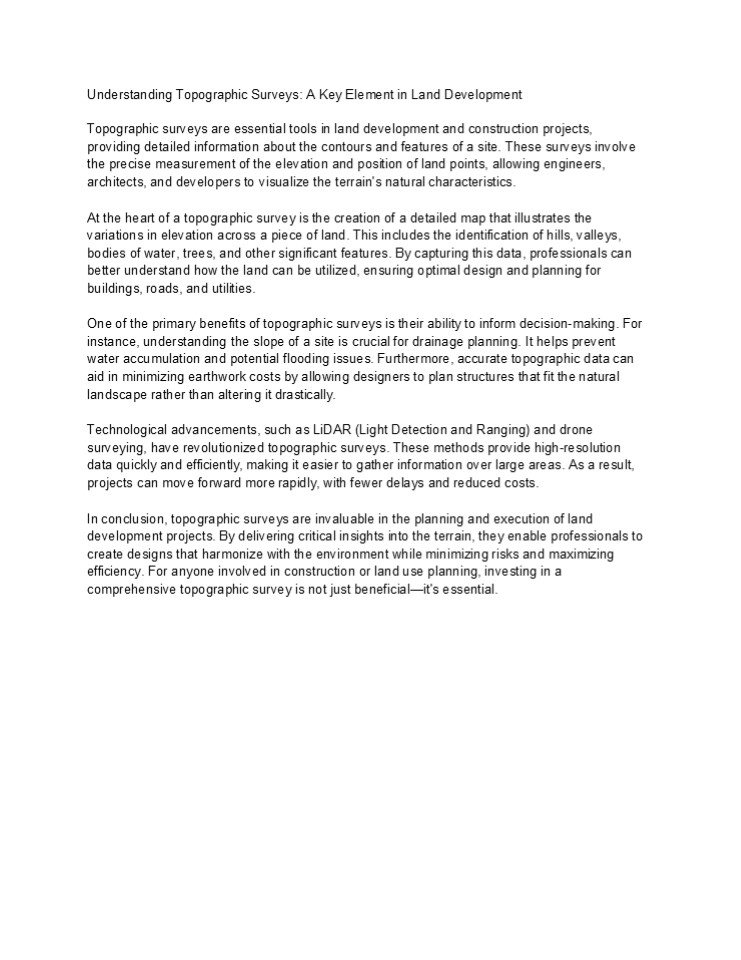 Understanding Topographic Surveys A Key Element in Land Development