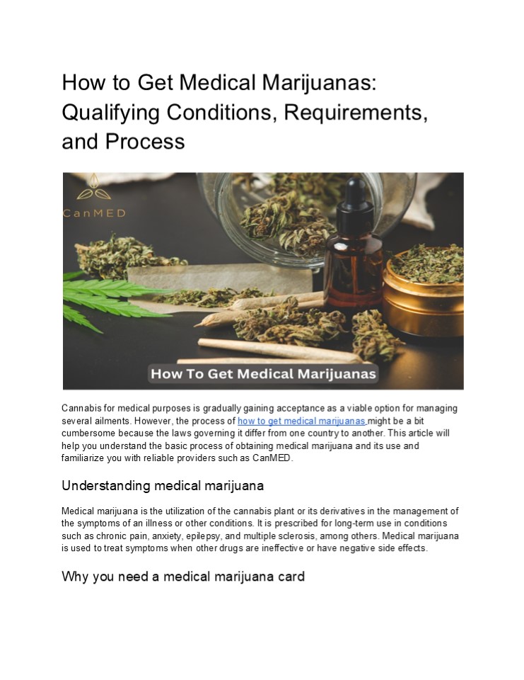 how to get medical marijuanas