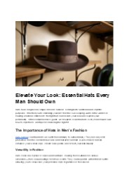 Elevate Your Look: Essential Hats Every Man Should Own