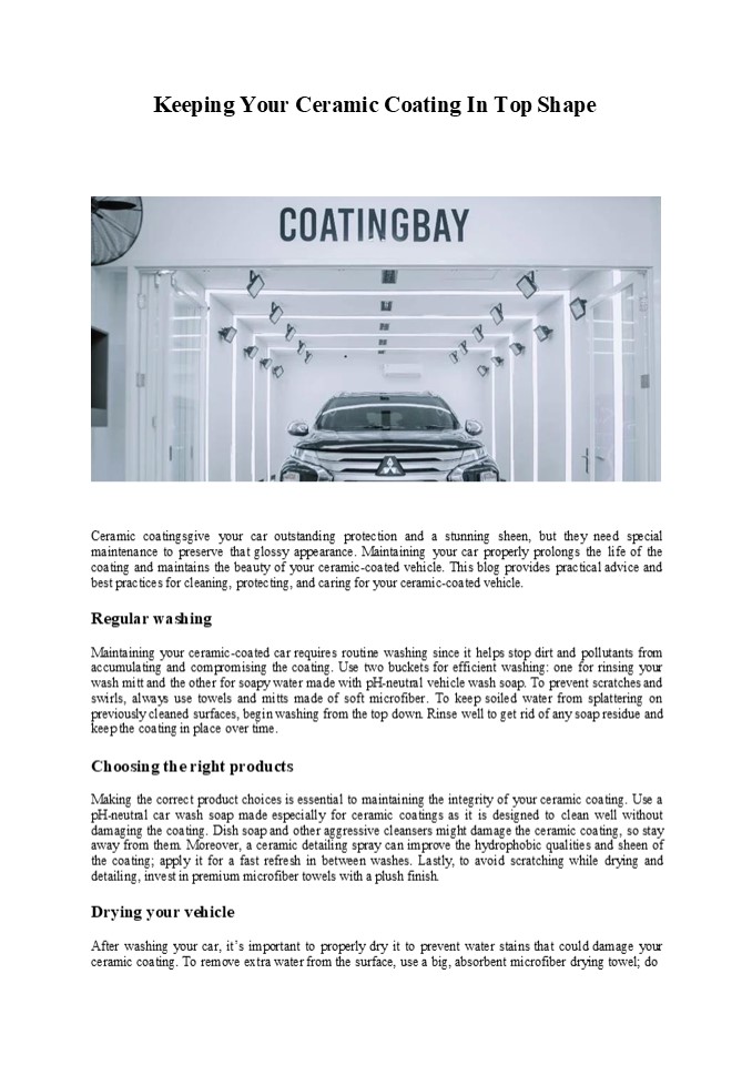 Keeping Your Ceramic Coating In Top Shape