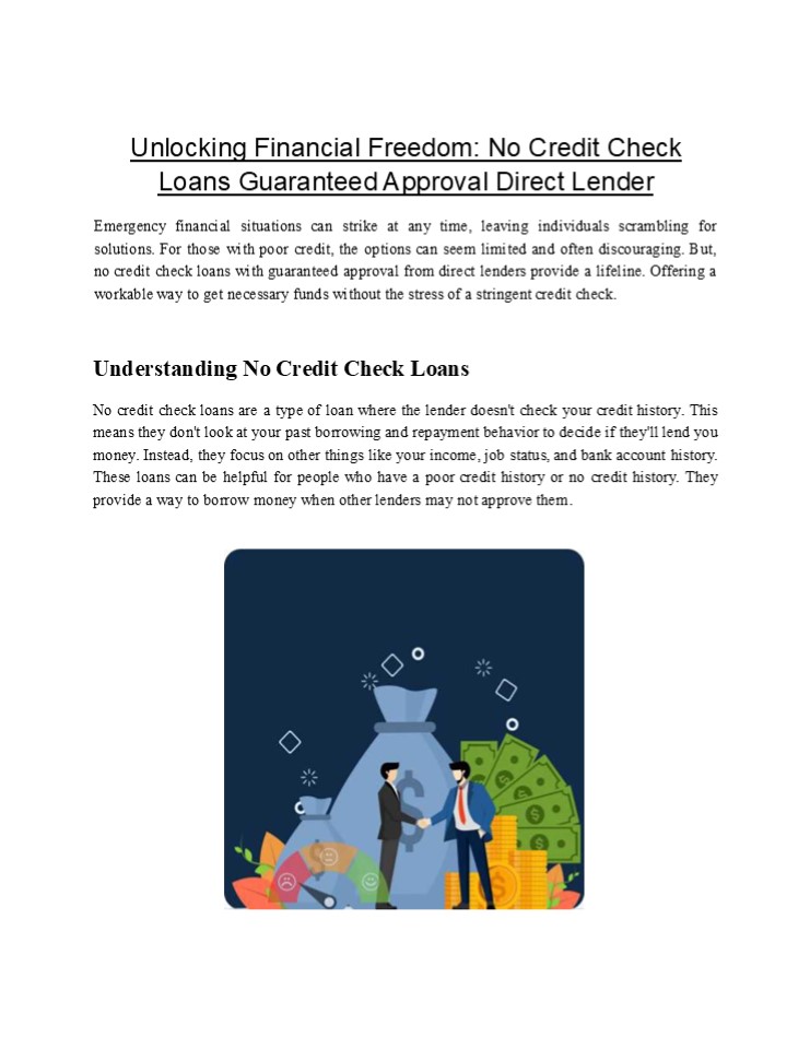 No Credit Check Loans Guaranteed Approval Direct Lender