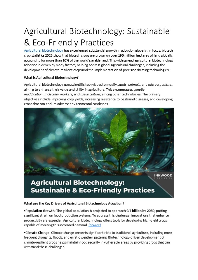 Agricultural Biotechnology: Sustainable & Eco-Friendly Practices