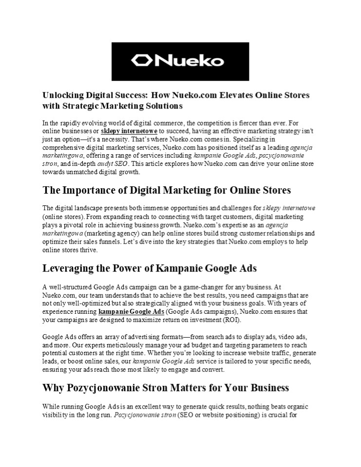 Agencja Marketingowa: Prowadzenie Social Media | Nueko