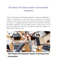 The Power Of Inclusive Teams In Driving Tech Innovation