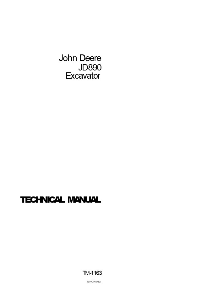 John Deere JD890 Excavator Service Repair Manual Instant Download (tm1163)