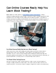 Can Online Courses Really Help You Learn Stock Trading?