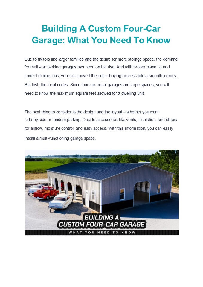 Building A Custom Four-Car Garage: What You Need To Know