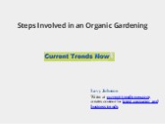 Steps Involved in an Organic Gardening