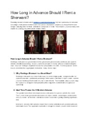 How Long in Advance Should I Rent a Sherwani?