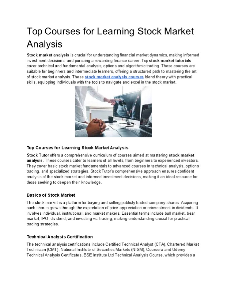 Top Courses for Learning Stock Market Analysis