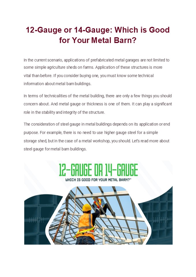 12-Gauge or 14-Gauge: Which is Good for Your Metal Barn?