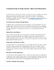 Creating Family-Friendly kitchen : Must-Have Essentials