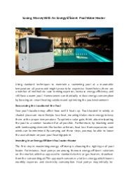 Saving Money With An Energy Efficient Pool Water Heater