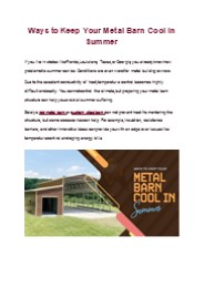 Ways to Keep Your Metal Barn Cool In Summer