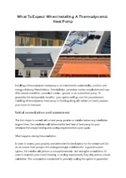 What To Expect When Installing A Thermodynamic Heat Pump