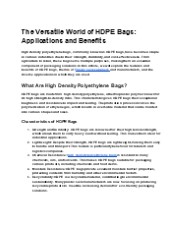 HDPE Bags: Applications and Benefits (1)