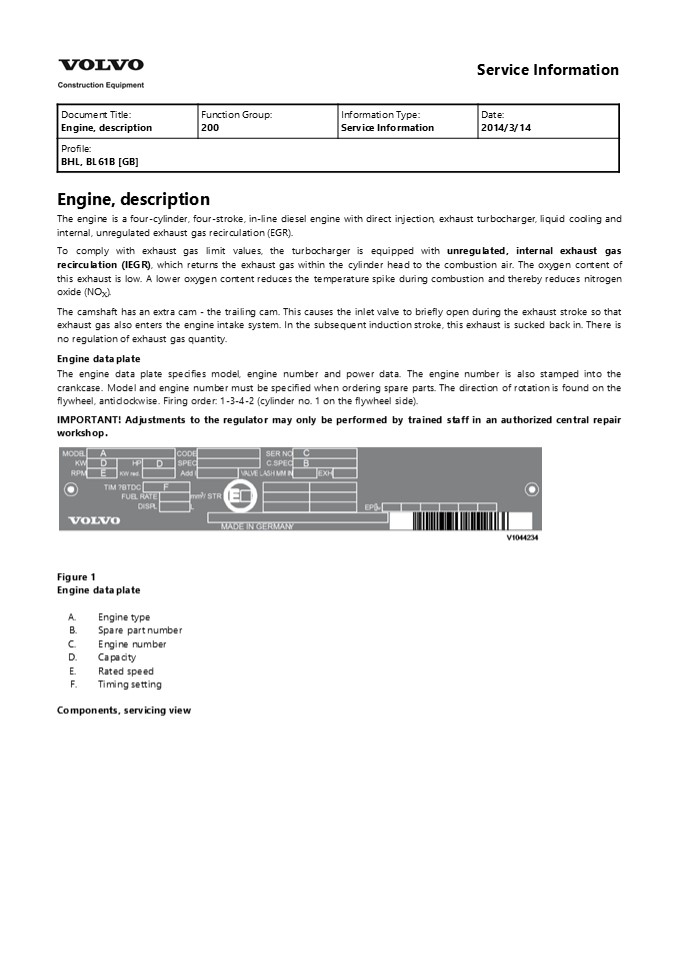 Volvo BL61B Backhoe Loader Service Repair Manual Instant Download