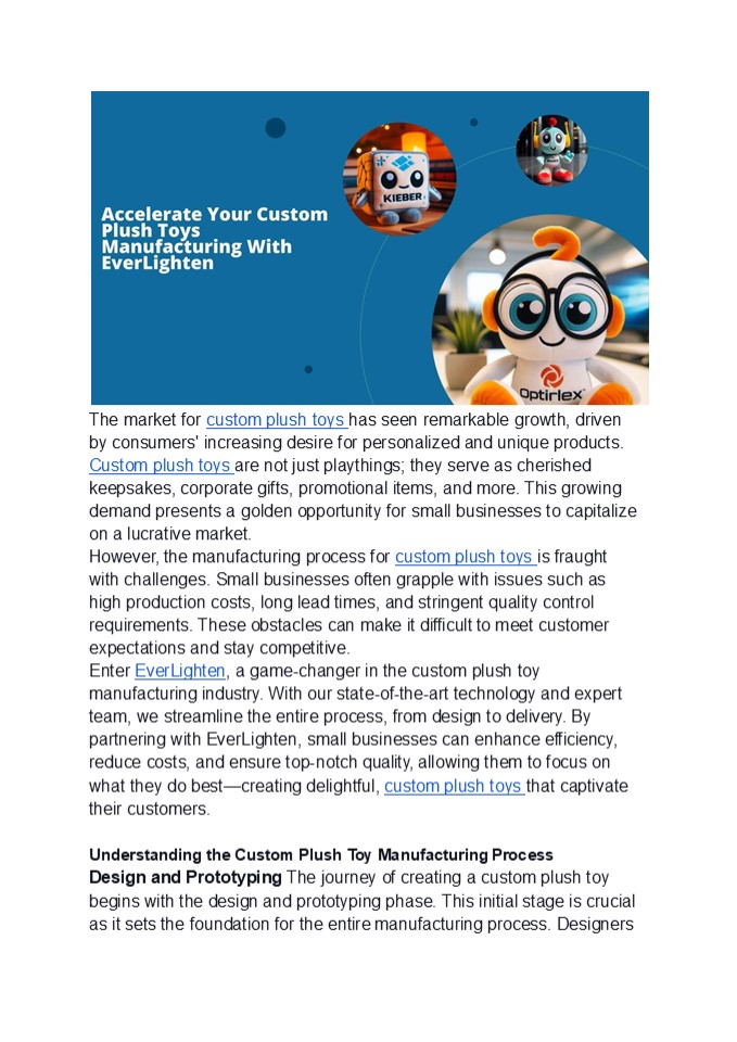 Accelerate Your Custom Plush Toys Manufacturing With EverLighten