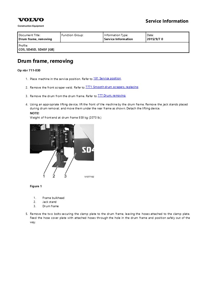 VOLVO SD45F SOIL COMPACATOR Service Repair Manual Instant Download