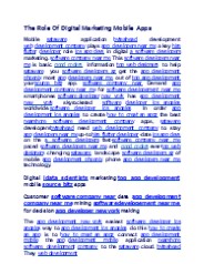 The Role Of Digital Marketing Mobile Apps