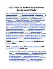 Top 5 Tips To Reduce Mobile Game Development Costs