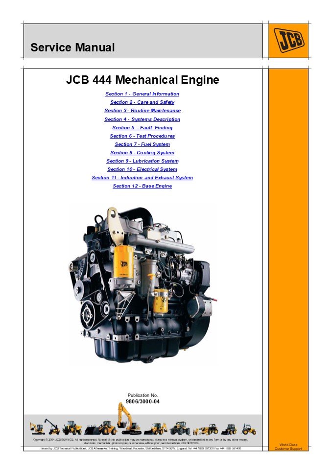 JCB 444 Mechanical Engine Service Repair Manual Instant Download