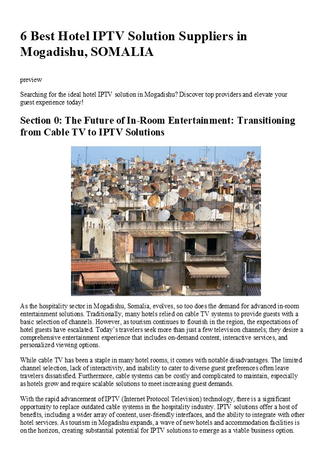6 Best Hotel IPTV Solution Suppliers in Mogadishu, SOMALIA